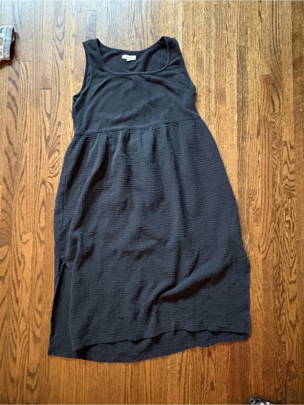 Madewell Black Sleeveless Textured Midi Dress